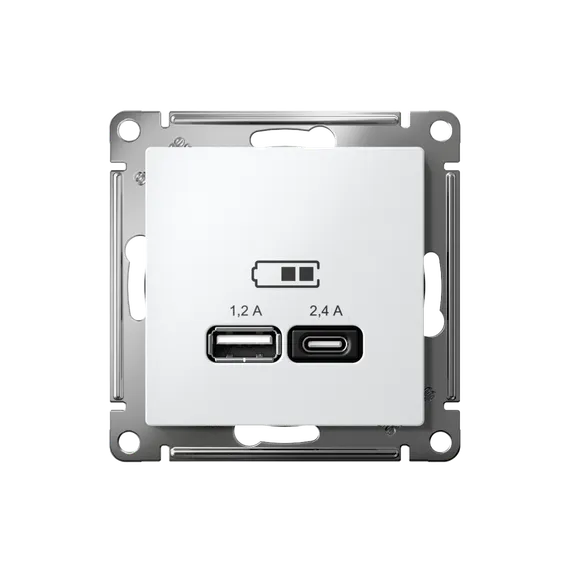 Розетка USB AtlasDesign тип A+C 5В/2.4А 2х5В/1.2А механизм лотос SE ATN001339