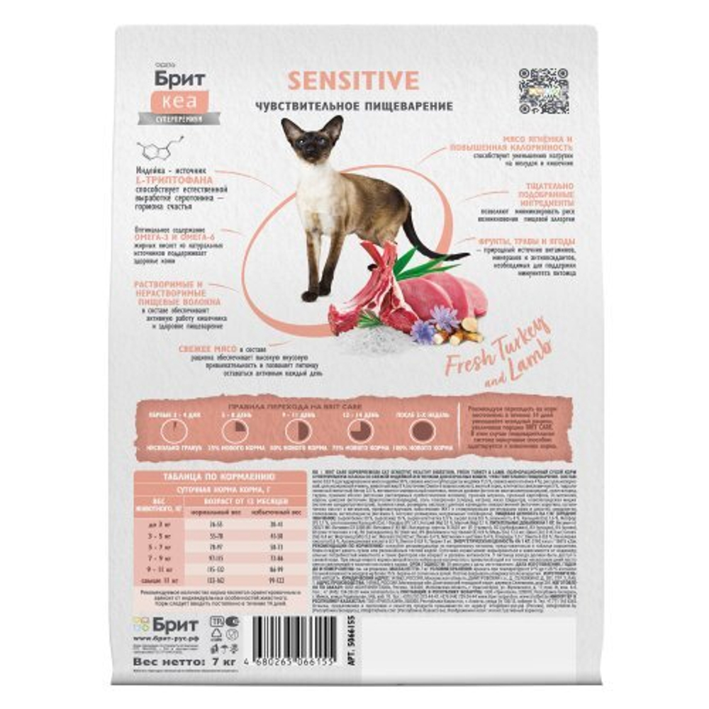 Сухой корм для котят, беременных и кормящих кошек с индейкой Cat Kitten Healthy Growth BRIT CARE 0,4кг