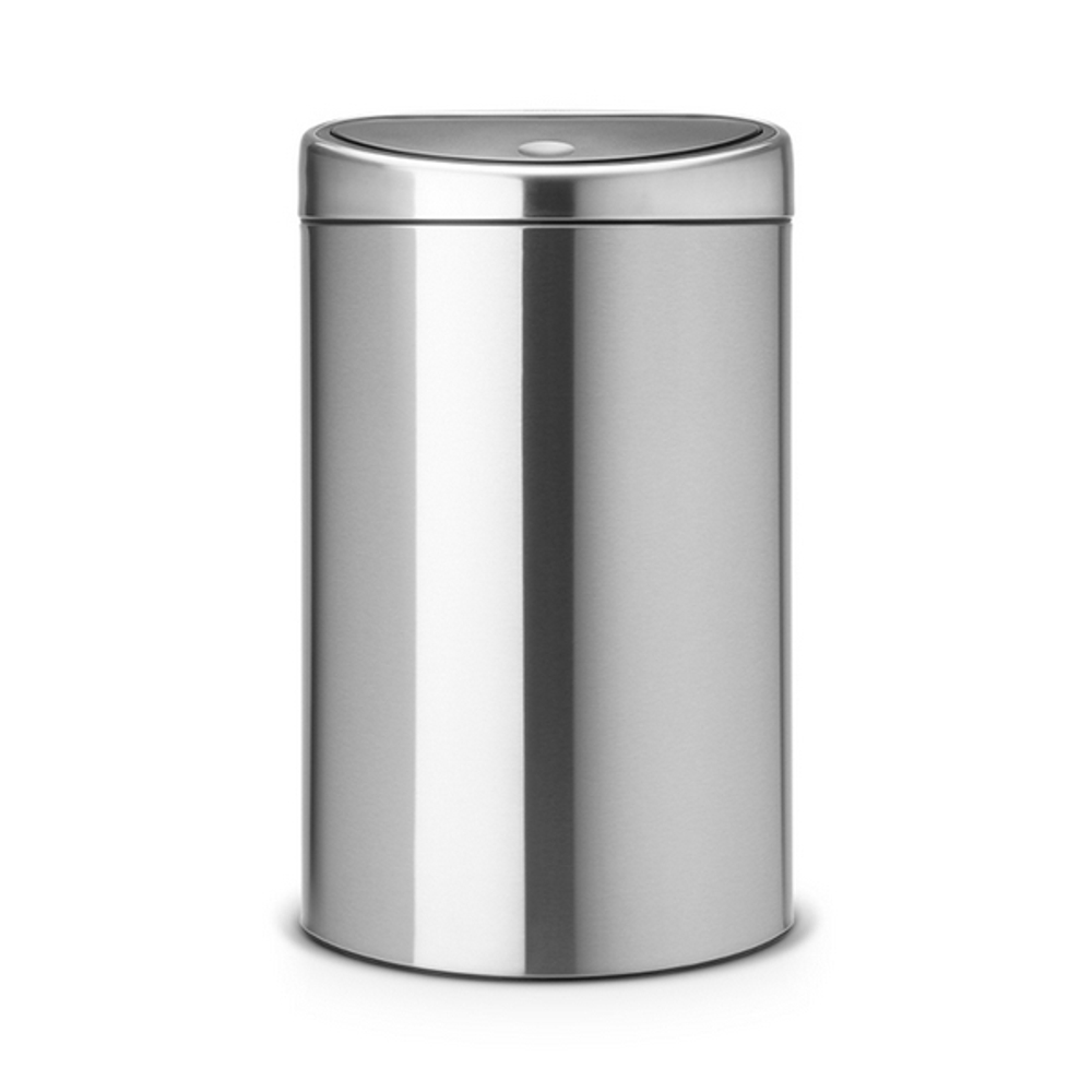 Ведро для мусора Brabantia Touch Bin матовая сталь с защитой от отпечатков пальцев 40л вид спереди