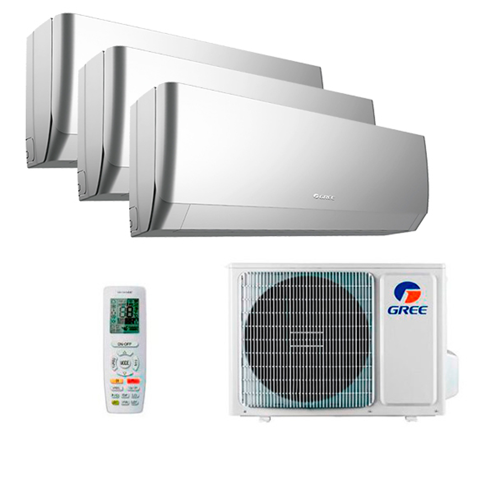 Мультисплит система на 3 комнаты Gree GWH09AGCXB-K6DNA4F/I (silver) x 2 + GWH12AGC-K6DNA4F/I (silver) / GWHD(24)NK6OO (LCLH)