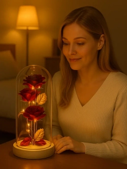 Роза в колбе с подсветкой, подарок девушке