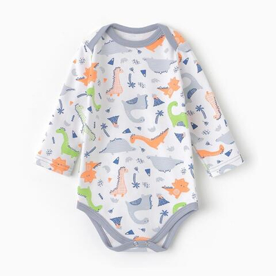 Боди детский, цвет белый/динозавры, р. 62 10134581 (Рыжик)