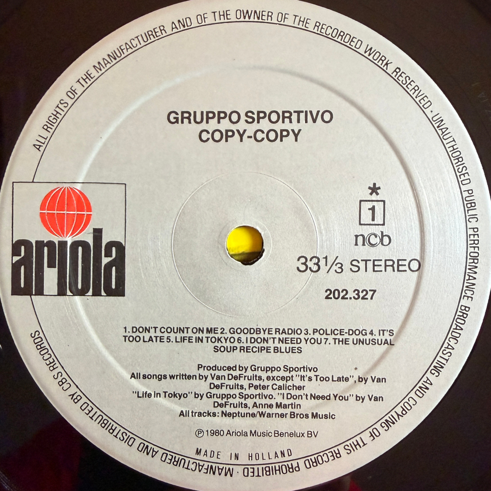 Gruppo Sportivo ‎– Copy Copy (Голландия 1980г.)Т
