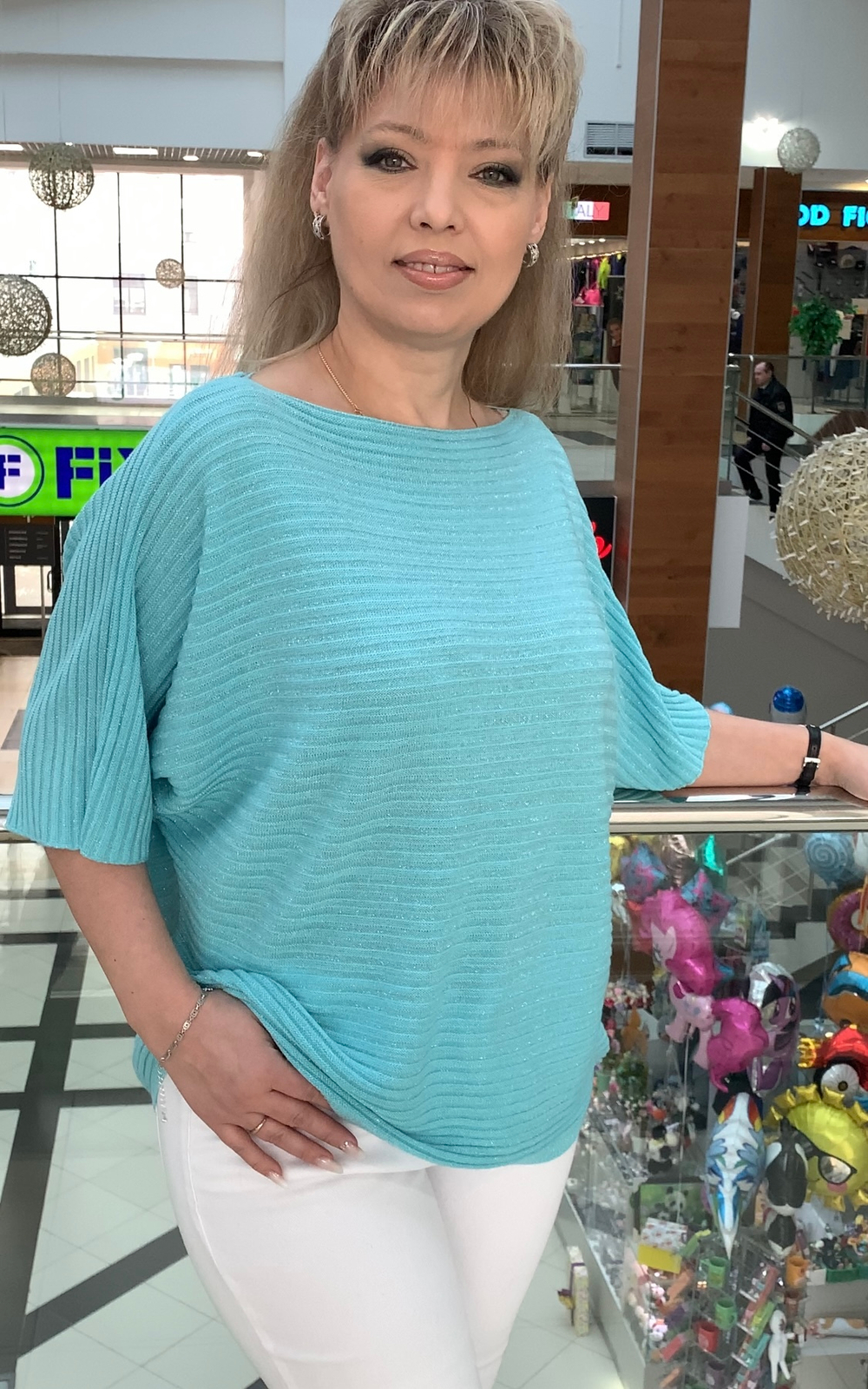 Нарядный итальянский блузон "лапша" с люрексом