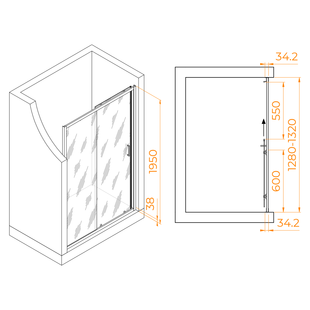 Душевая дверь RGW PA-14Gr (Прозрачное, 1300)