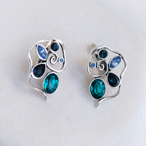 "Араго" серьги в серебряном покрытии из коллекции "Морской коктейль" от Jenavi с английским замком