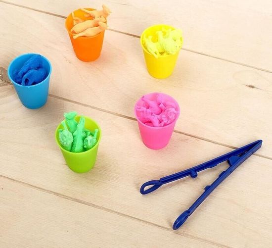 Набор для сортировки "Сортер-стаканчики. Животные-растушки", с пинцетом, по методике Монтессори