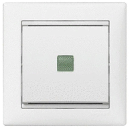 Выключатель 1-кл CУ белый зел.инд. Valena Legrand
