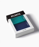 Мужские трусы шорты Atlantic, набор из 2 шт., хлопок, бирюзово-зелёные + тёмно-голубые, 2RMH-011