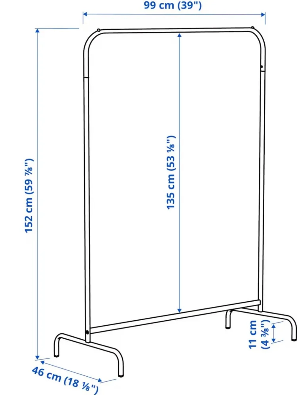 Вешалка для одежды KLADHANGARE белый 99*46*152, сталь с порошковым покрытие из полиэстера
