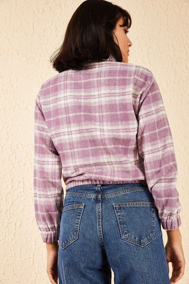 Qadın üçün zəncirbəndli, qolu uzun, açıq bənövşəyi köynək 10181019