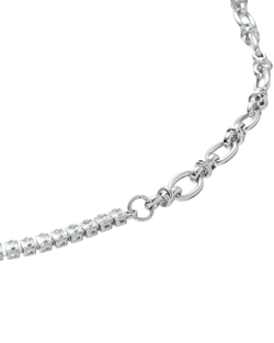 Колье полоса цирконов и цепь, серебро