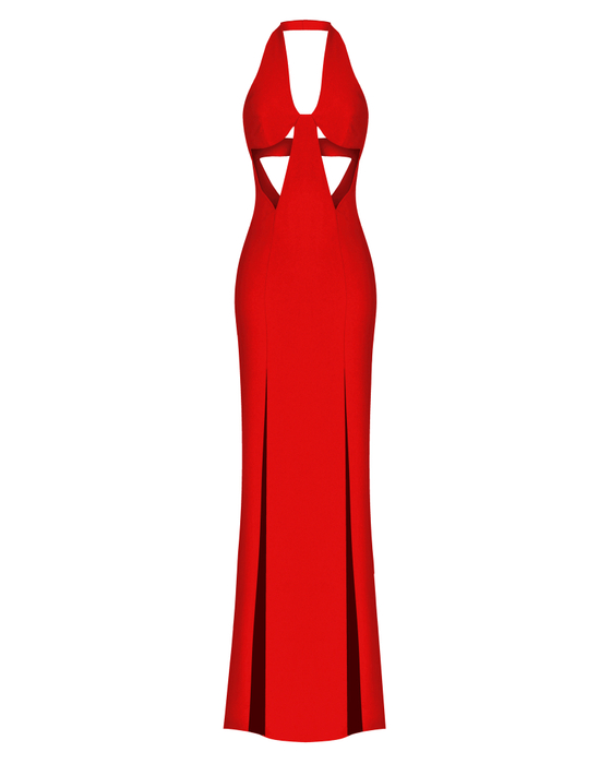 Платье макси из крепа с вырезами