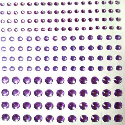 Стразы (бусины) самоклеющиеся наклейки сиреневые для лица, тела, творчества 5,3,2 мм 1,6см 172 шт
