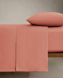Zara Home - Простыня с ситцевой резинкой, высота 30 см (вес 200 нитей), коралловый, 90х200х30 см