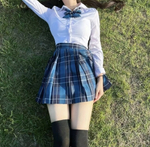 Костюм школьницы ROSYLAND One Size (42-46) (Цвет: синий с белым)