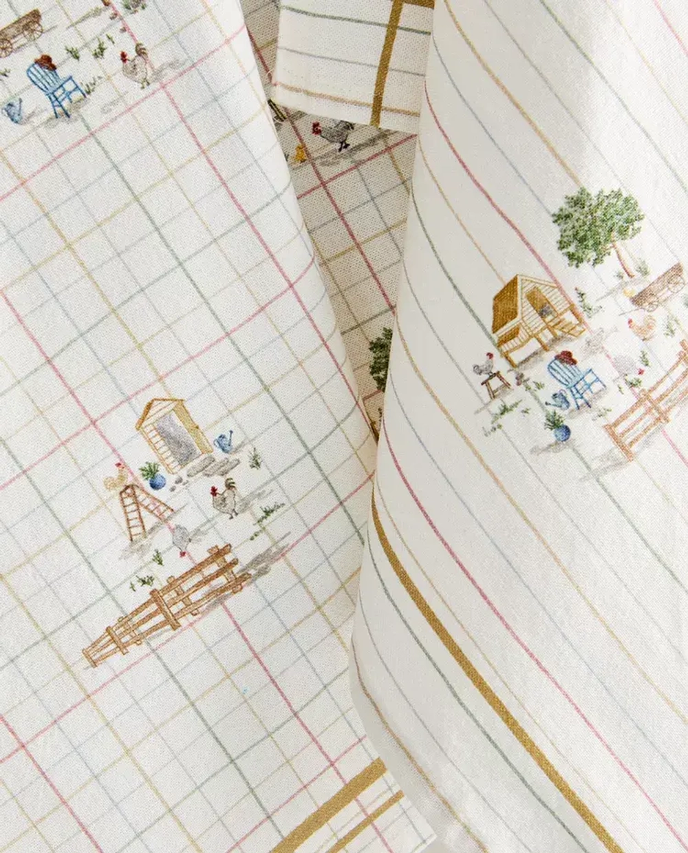 ZARA HOME КУХОННЫЕ ПОЛОТЕНЦА С ПРИНТОМ (НАБОР ИЗ 2 ШТ.), ЭКРЮ