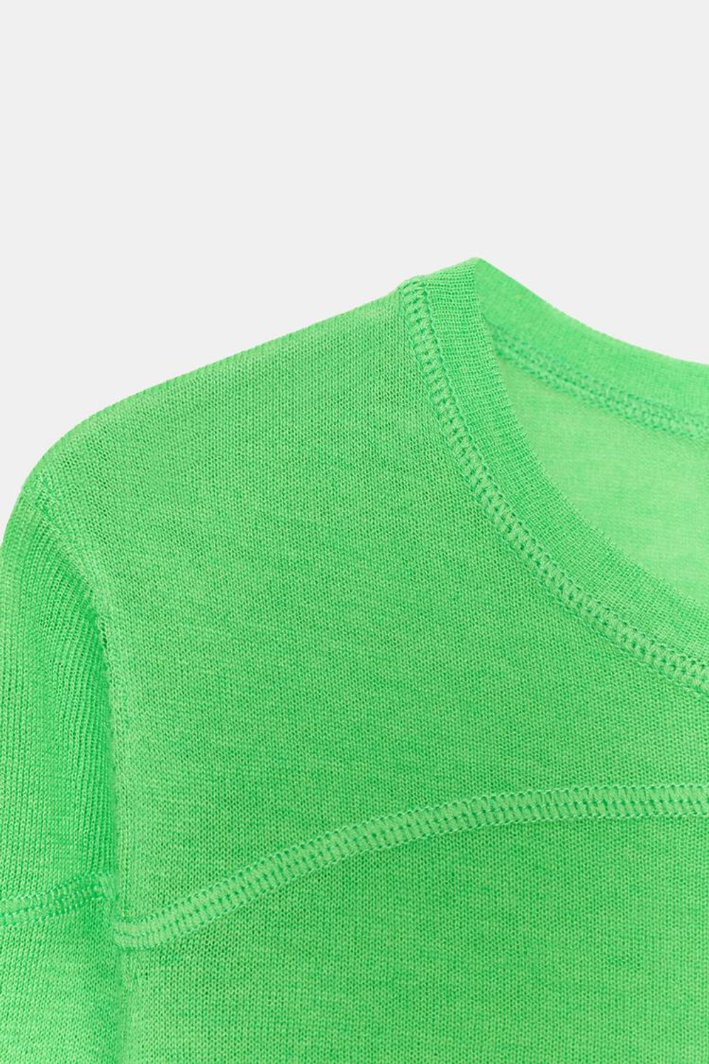 ZARA СВИТЕР ИЗ ТОНКОЙ СМЕСОВОЙ ШЕРСТИ, ЗЕЛЕНЫЙ