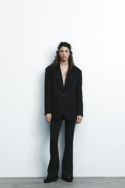 ZARA БЛЕЙЗЕР ОВЕРСАЙЗ ИЗ МЯГКОЙ ТКАНИ, ЧЕРНЫЙ