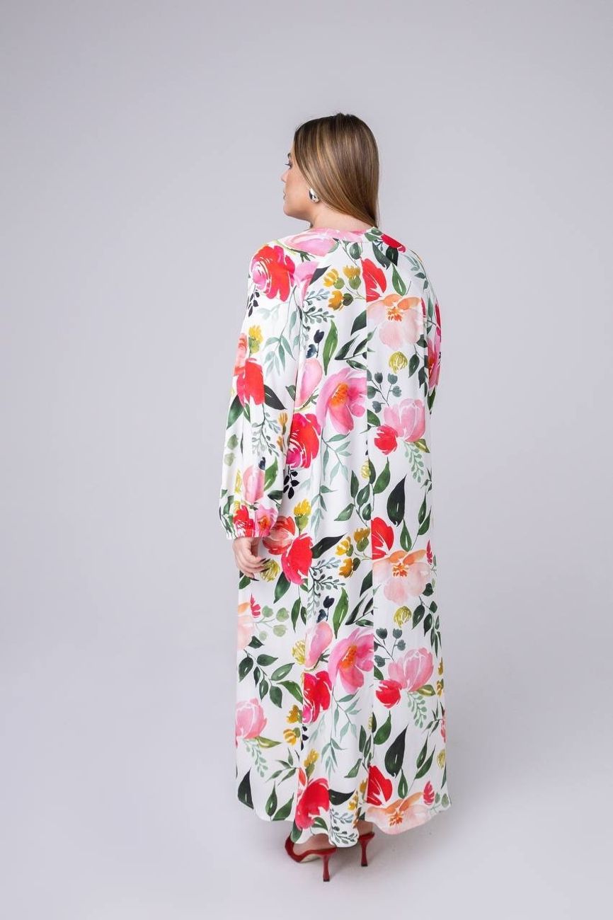 Платье-туника из вискозы, цветочный принт