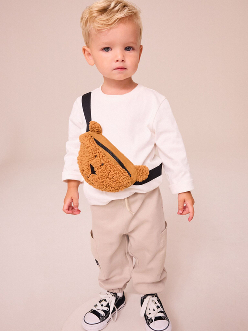 Лонгслив и джоггеры в комплекте для мальчика Next N71-073, Белый, Бежевый