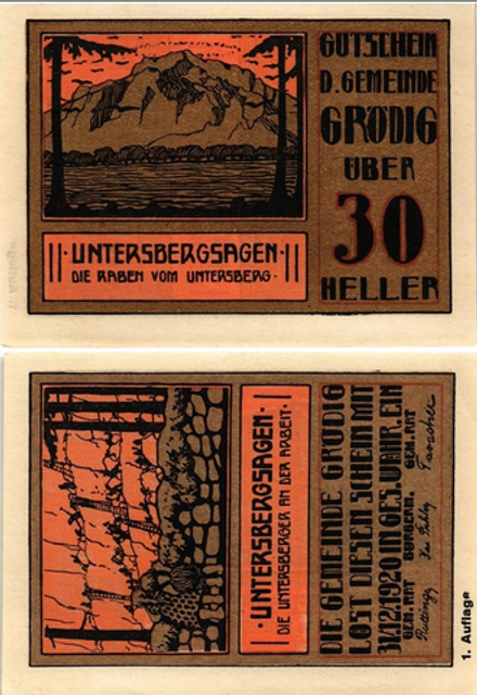 Австрия 30 геллеров 1920 Грёдиг aUNC
