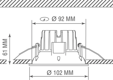 Встраиваемый светодиодный светильник,  9.3Вт
