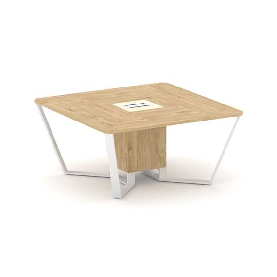 Steel Meet Стол переговорный квадратный KMK-PR.B.SP-08 Тиквуд Светлый/Ваниль Глянец/Металл Белый 160