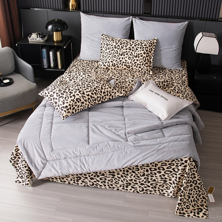 КПБ на резинке Сатин Velouria Luxe с Одеялом VLR001, Евро, 4 наволочки, простынь 180*200*25