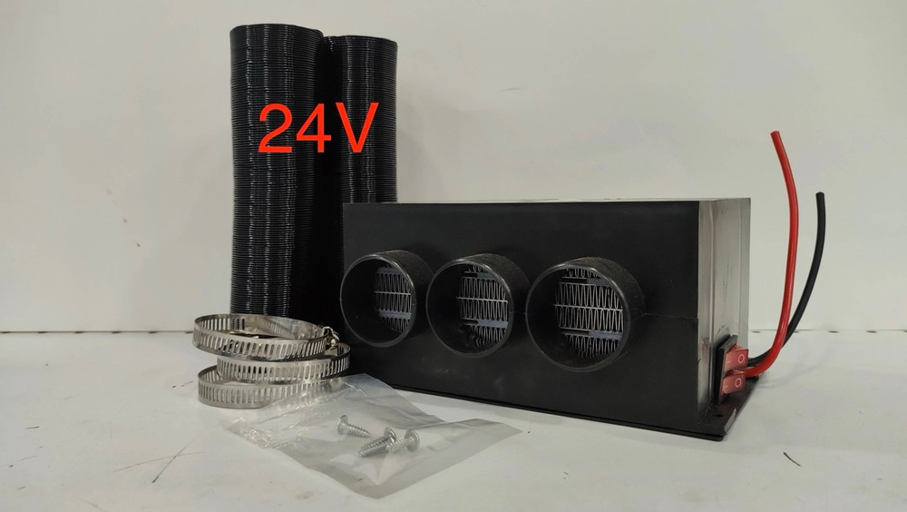 24V - 3 / Дополнительная печка, электрическая, (24 вольт) (3 сопла) салона авто 800 ватт (1 шт)