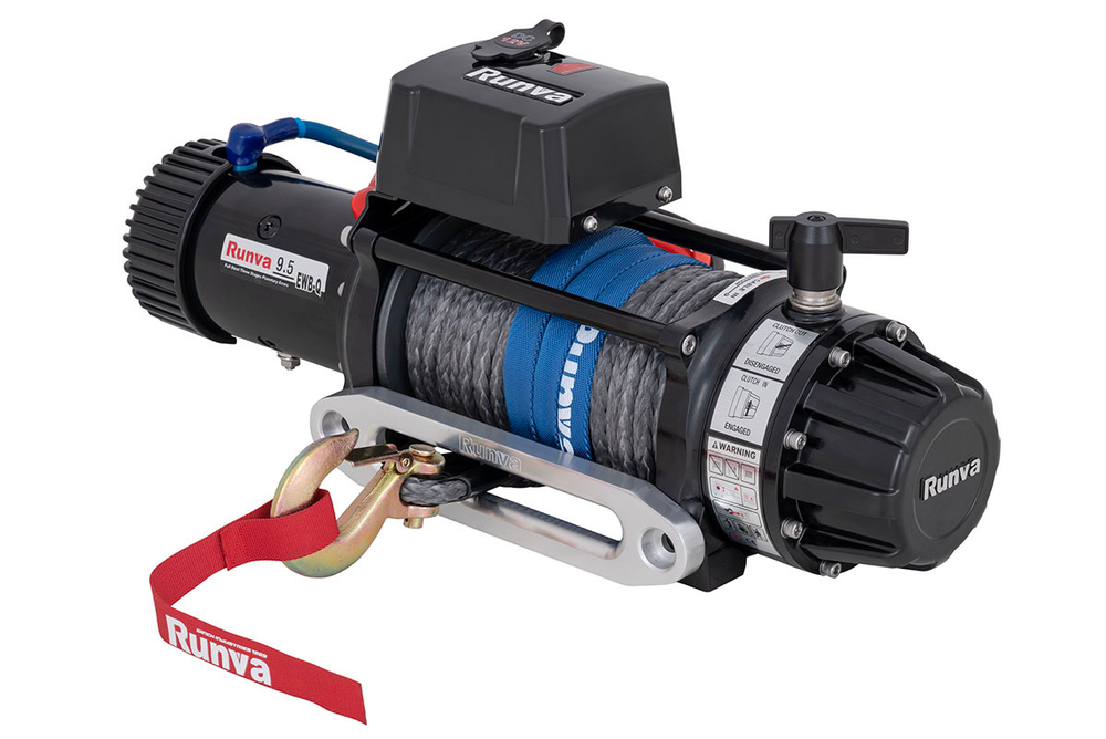 Лебёдка автомобильная электрическая 12V Runva 9500 lbs 4350 кг влагозащищенная, синтетический трос