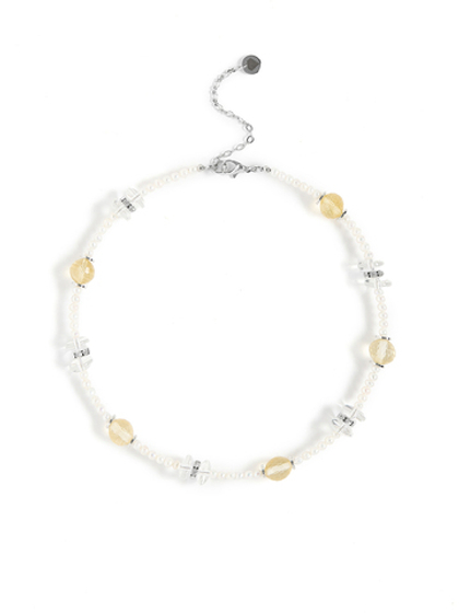 Колье "Citrine pearl" Silver