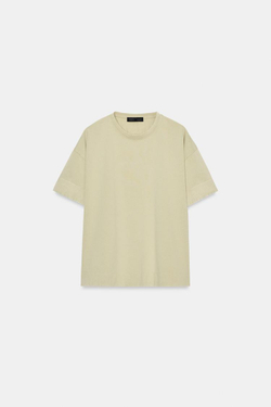 ZARA ФУТБОЛКА ИЗ ПЛОТНОГО ХЛОПКА С КОРОТКИМИ РУКАВАМИ, СВЕТЛО-ЗЕЛЕНЫЙ