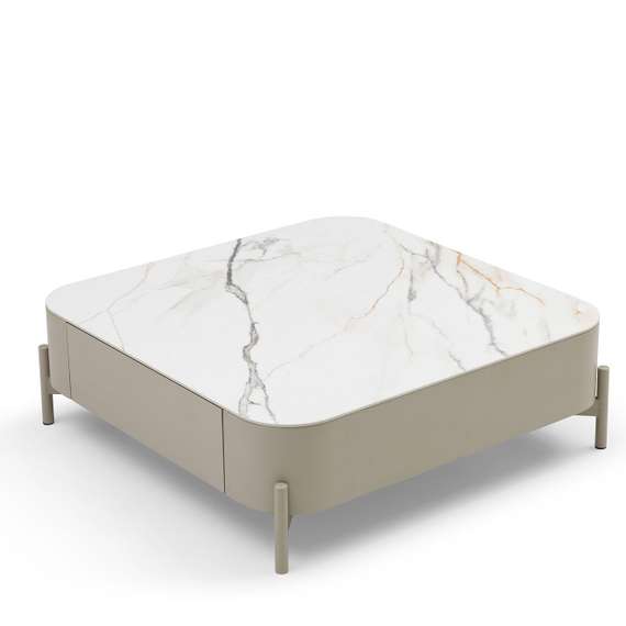 Журнальный столик с выдвижными ящиками Nomu, 90х90 см, керамика