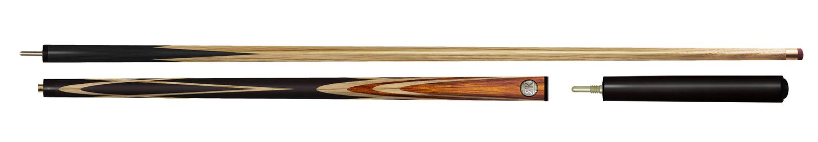 Кий Снукер Людовик 4-х сторонний запил,7 запилов; 2-РС с удлинителем; ясень/черный граб/ятоба(ЯК) фото №2