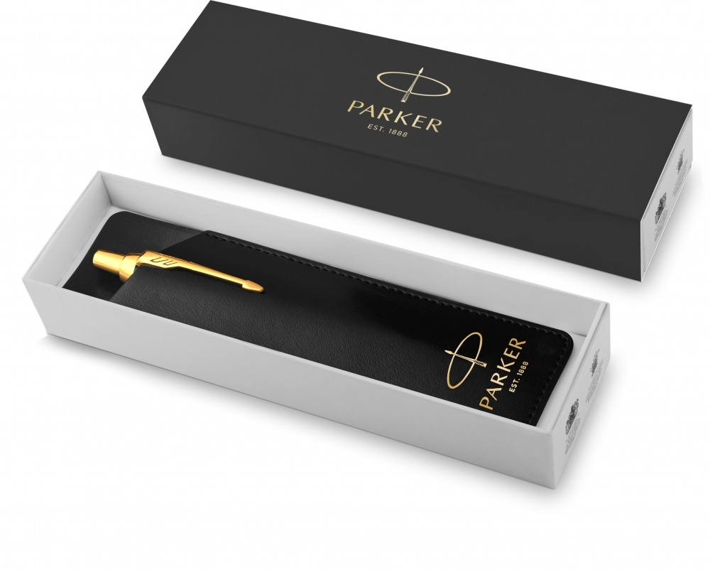 Чехол Parker из натуральной кожи, цвет матово-черный с золотым тиснением