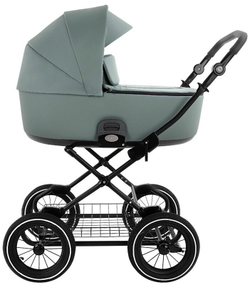 Детская коляска Roan Bass Next Classic Кожа d12 3 в 1 с автокреслом Elo Lux Black RCL303/1 Misty Mint/Grey