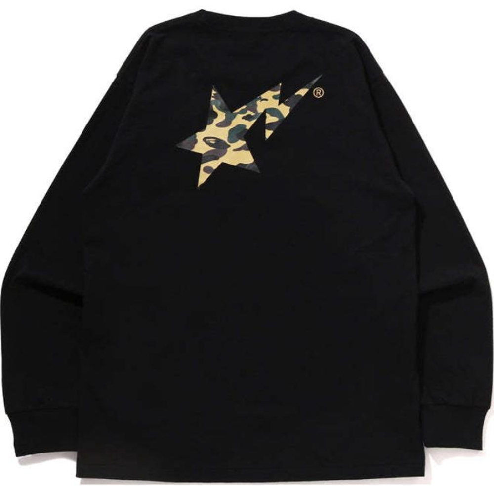 A Bathing Ape 1st Camo Sta L S Tee черный желтый