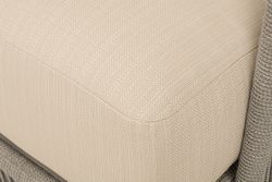 "Альбано" диван 3-местный плетеный из роупа, каркас алюминий светло-серый (RAL7035) муар, роуп серый меланж круглый, ткань Mossle светло-бежевая