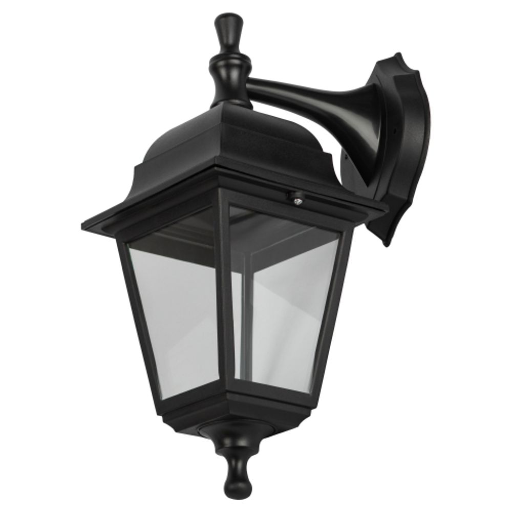 Садово-парковый светильник ЭРА НБУ 04-60-001 черный 4 гранный настенный IP44 Е27 max60Вт | Садово-парковые светильники