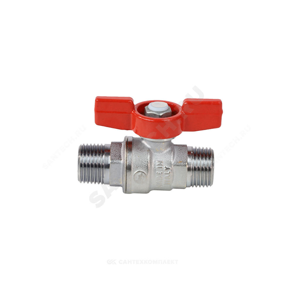 Кран шаровой латунь хром R253D Ду 15 Ру42 НР бабочка красная Giacomini R253X003