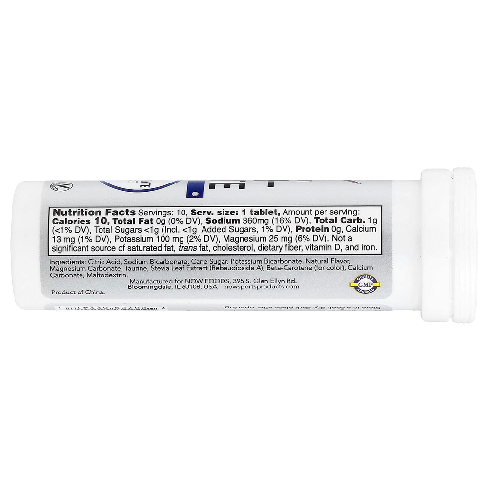 NOW Foods, Sports, Effer-Hydrate, лимон и лайм, 10 таблеток, 51 г (1,8 унции)