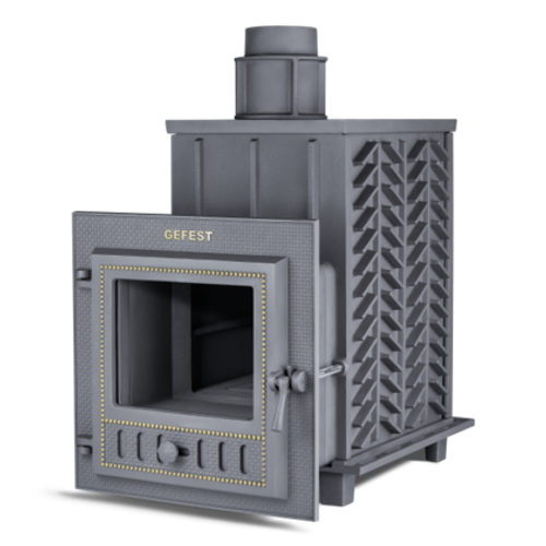 Печь для бани Гефест ЗК-30 (М) чугунная дверца со стеклом