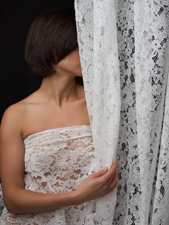 Кружевное неэластичное полотно, арт. M30764, айвори 004