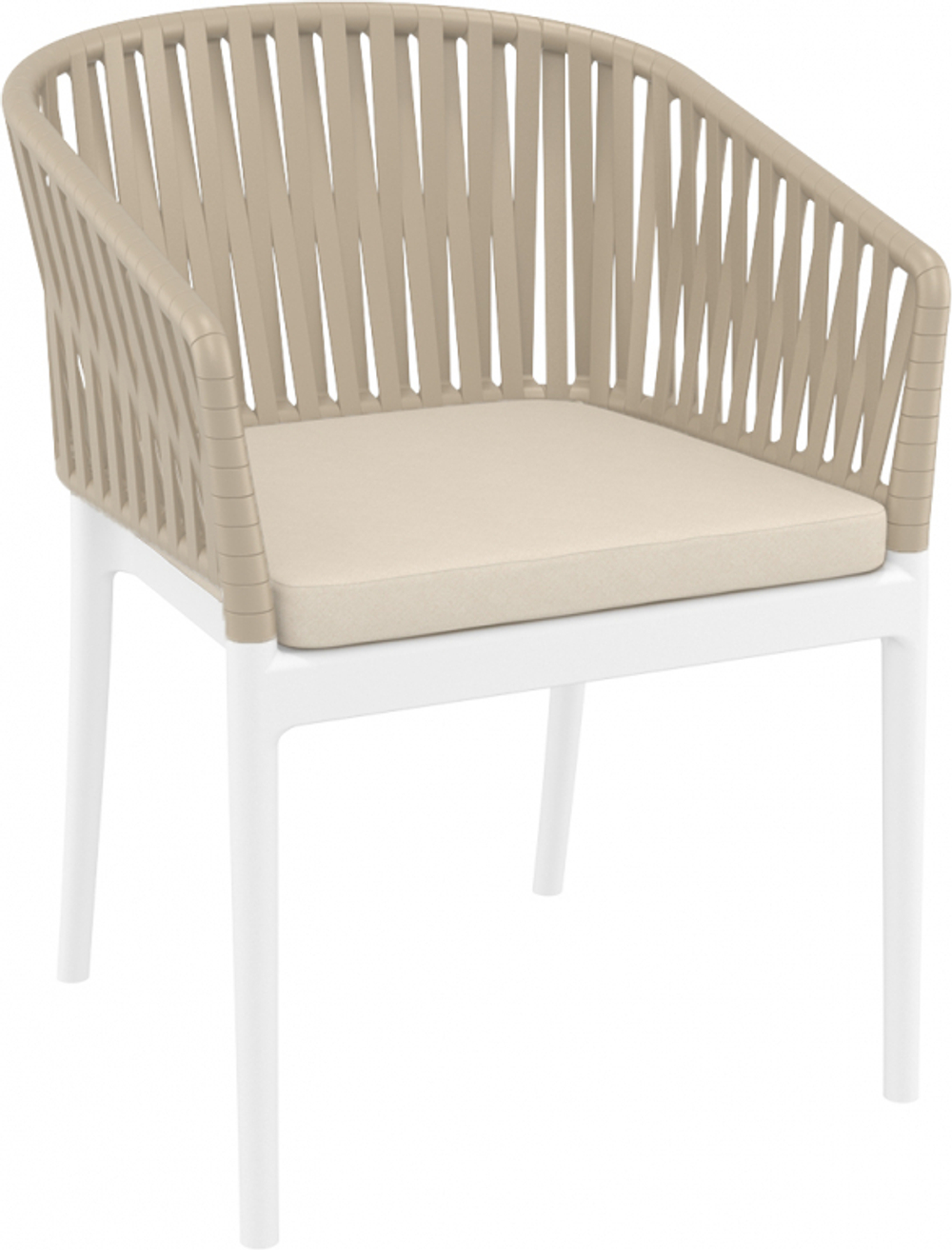Кресло пластиковое с подушками Siesta Contract Portofino, белый, бежевый, бежевый