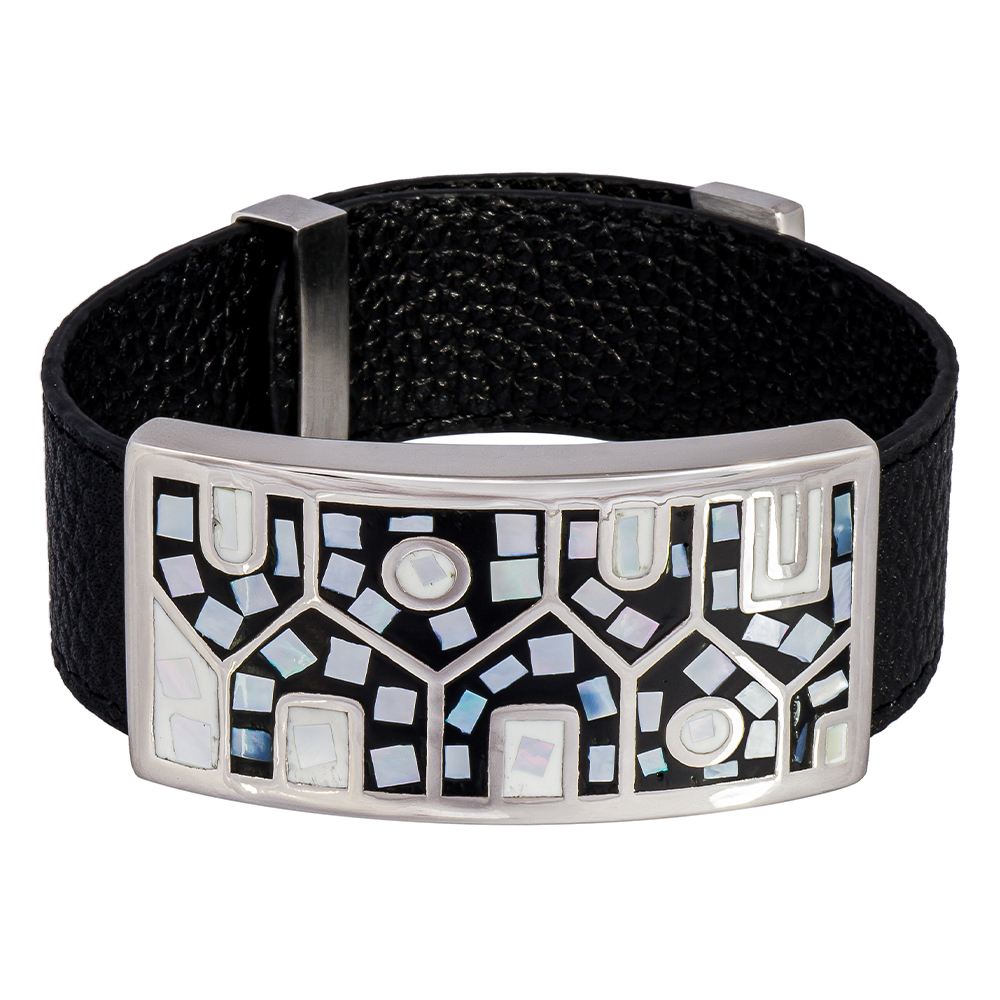 Браслет Fiore Luna на черном кожаном ремешке CB11318-14 BW