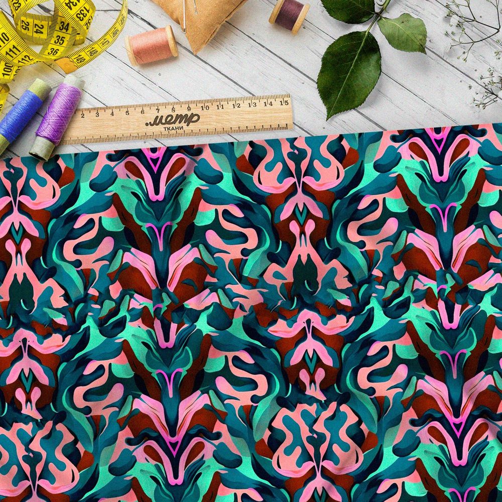 Ткань дюспо абстрактные цветы волной