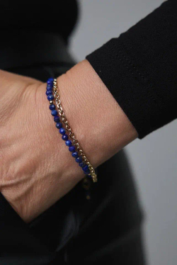 Браслет "Гея" с лазуритом, оттенок золото