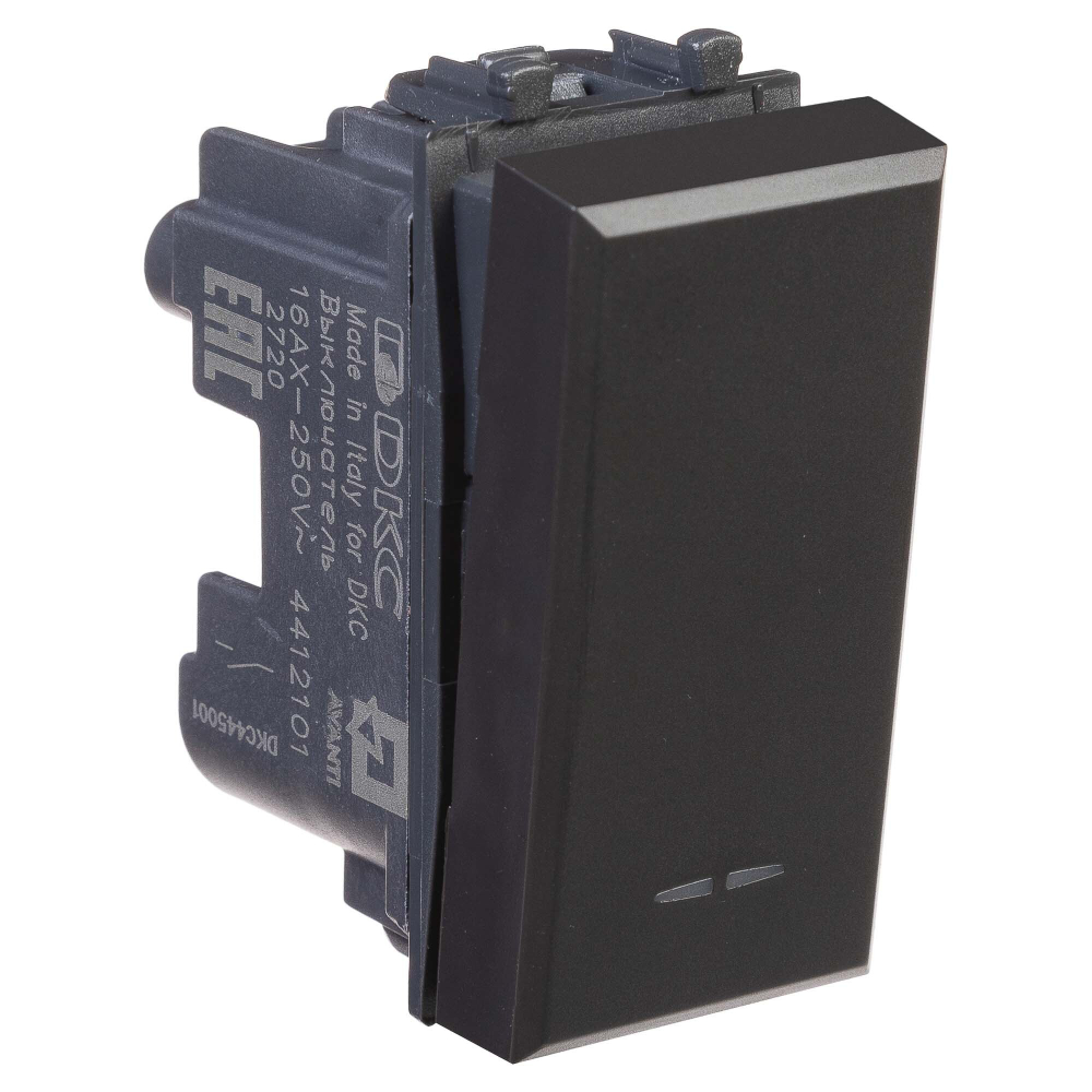 Выключатель модульный, "Avanti", "Черный матовый", 1 модуль