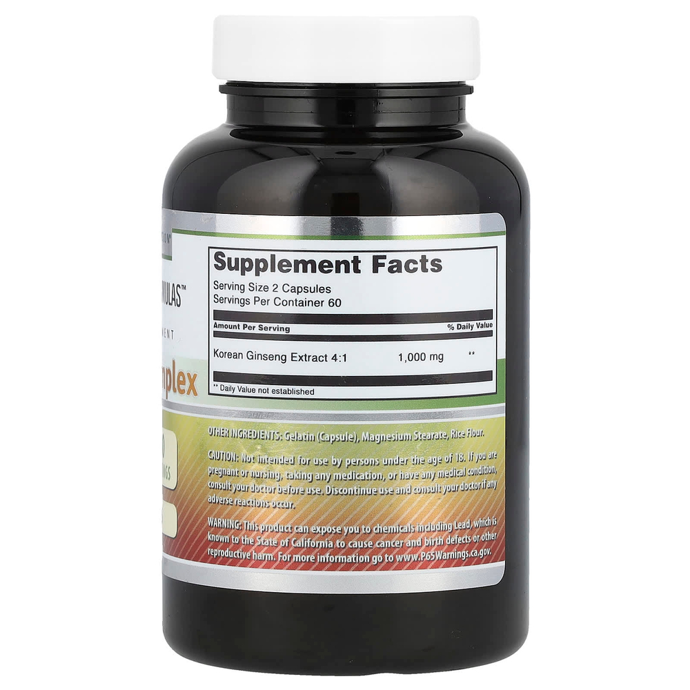 Amazing Nutrition, комплекс с женьшенем, 120 капсул (500 мг в 1 капсуле)